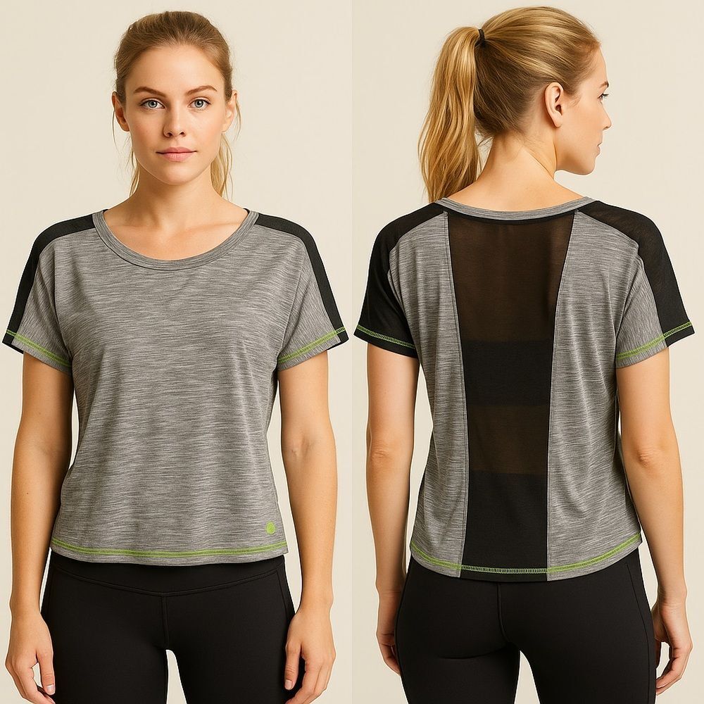 Trina Turk gray and black sheer top size XS